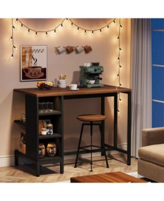 Kitchen Island, Kitchen Shelf Kitchen Bar Table with 5 Open Storage Shelves and Large Worktop, Industrial Butcher Block Island (Stools Not Included)