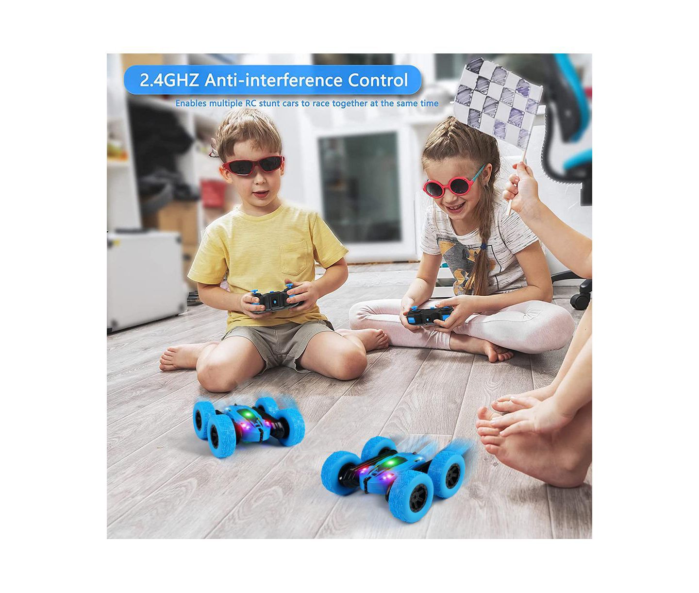 Детская игрушка Cowin 360-Degree Rotating Double-Sided Rechargeable Remote Control Car, цвет: Синий — фото 6