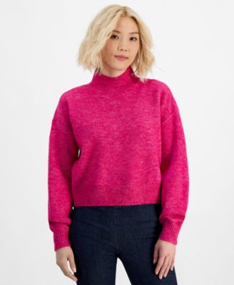 DKNY Jeans - Women's Mock Neck Boxy Cropped Sweater