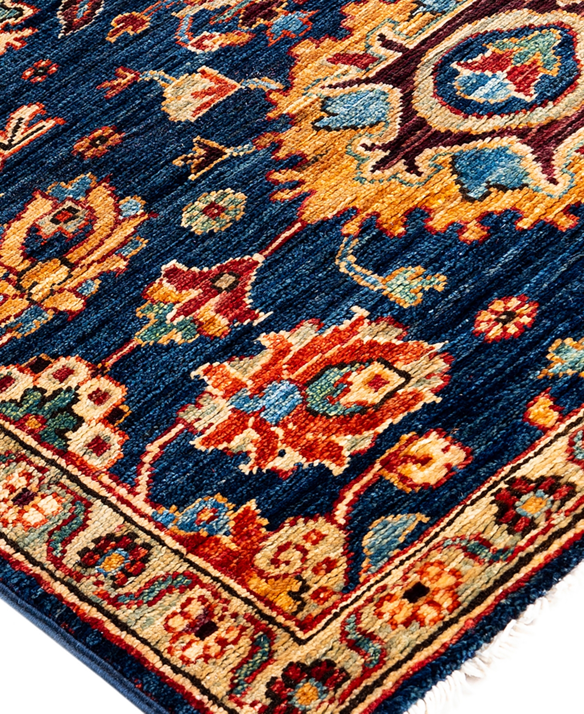 Adorn Hand Woven Rugs Serapi M1993 2'8"x9'9" Runner Area Rug In Blue