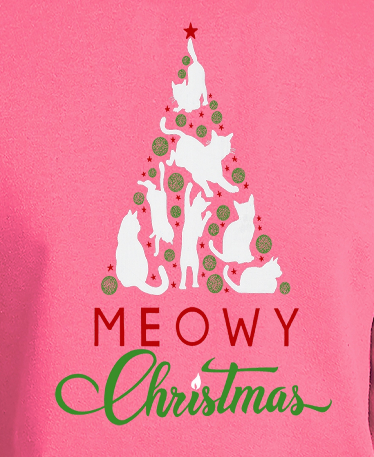 La Pop Art Men's Meowy Christmas Tree Word Art Hooded Sweatshirt