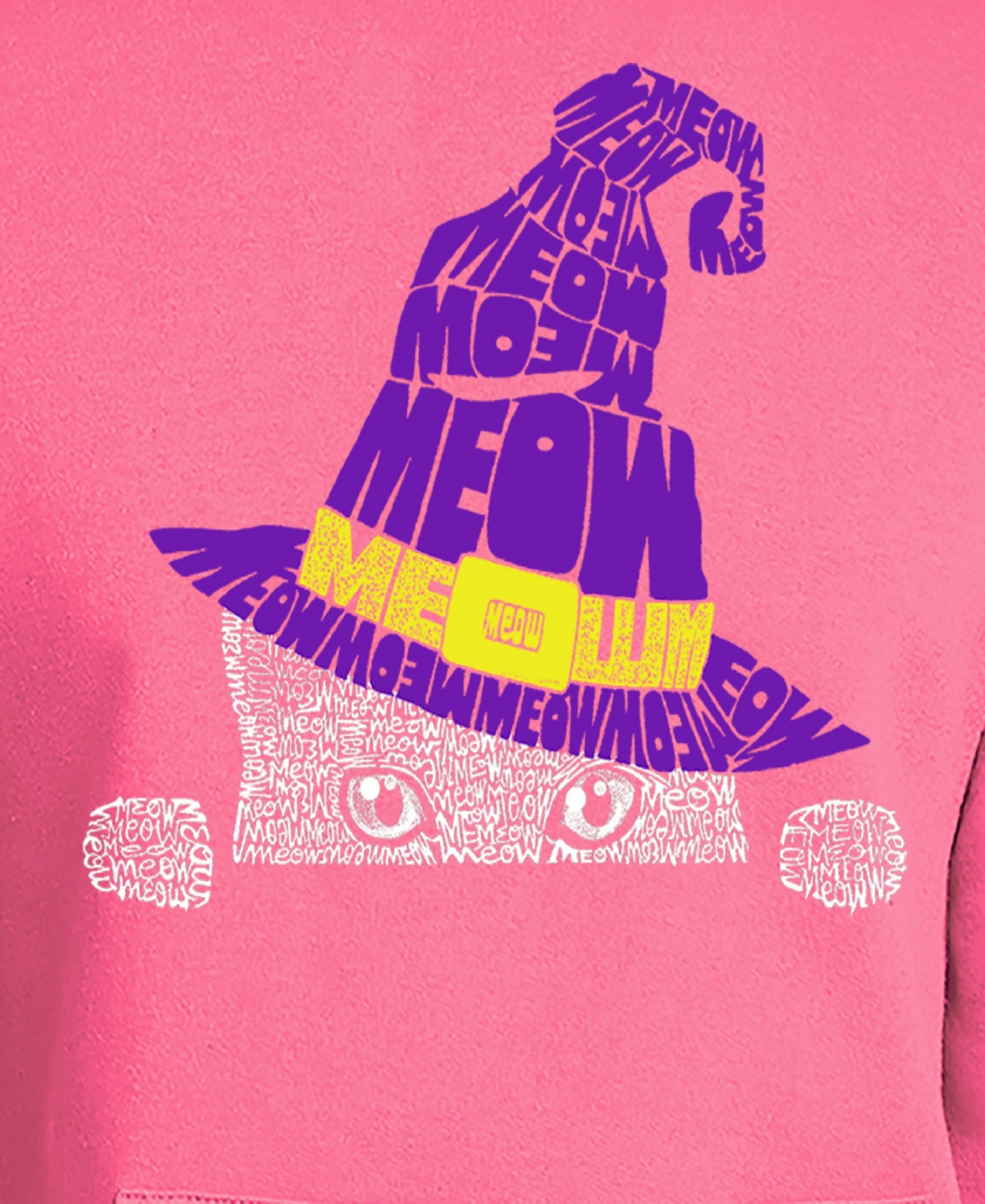 La Pop Art Men's Peeking Witch Cat Word Art Hooded Sweatshirt