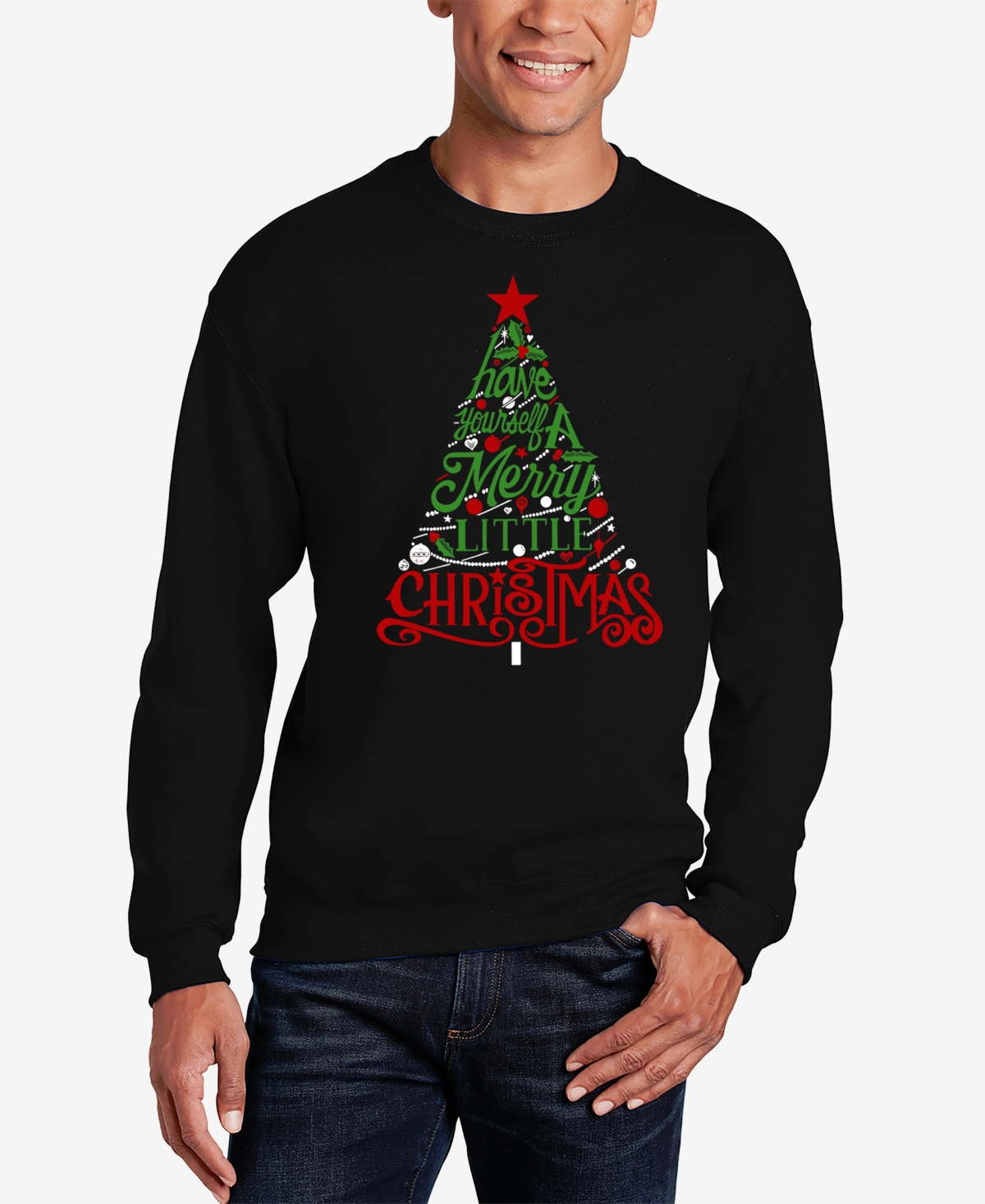 La Pop Art Men's Have Yourself A Merry Little Christmas Word Art Crewneck Sweatshirt In Black