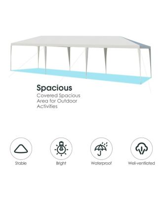 10 x 30 Feet Gazebo Canopy Tent with Connection Stakes and Wind Ropes