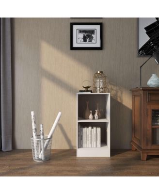 2 Pieces 2-tier Bookcase Set with Anti-toppling Device