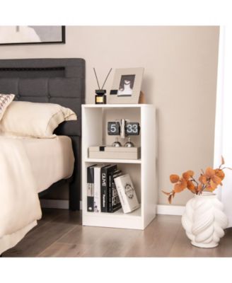 2 Pieces 2-tier Bookcase Set with Anti-toppling Device