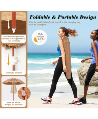 6 Feet Thatched Patio Umbrella with Tilt Design and Carrying Bag