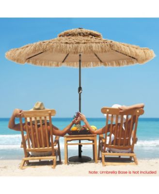 9 Feet Solar Powered Thatched Tiki Patio Umbrella with Led Lights.