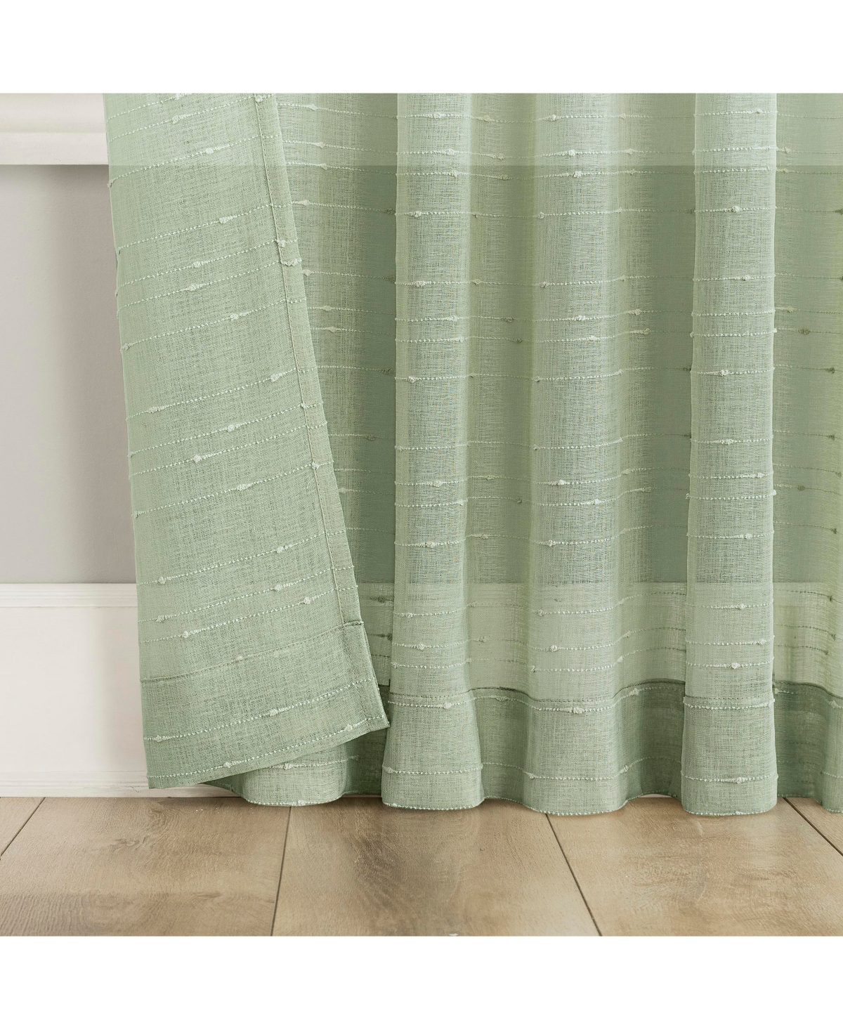 Noemi Slub Stripe Rope Tab Semi-Sheer Tab Top Curtain Panel