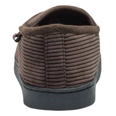 Men's Wide Slippers Steve Moccasin House Shoes Memory Foam Insole Corduroy Slip-On Terry Lining Indoor Outdoor Non-Slip Rubber Outsole