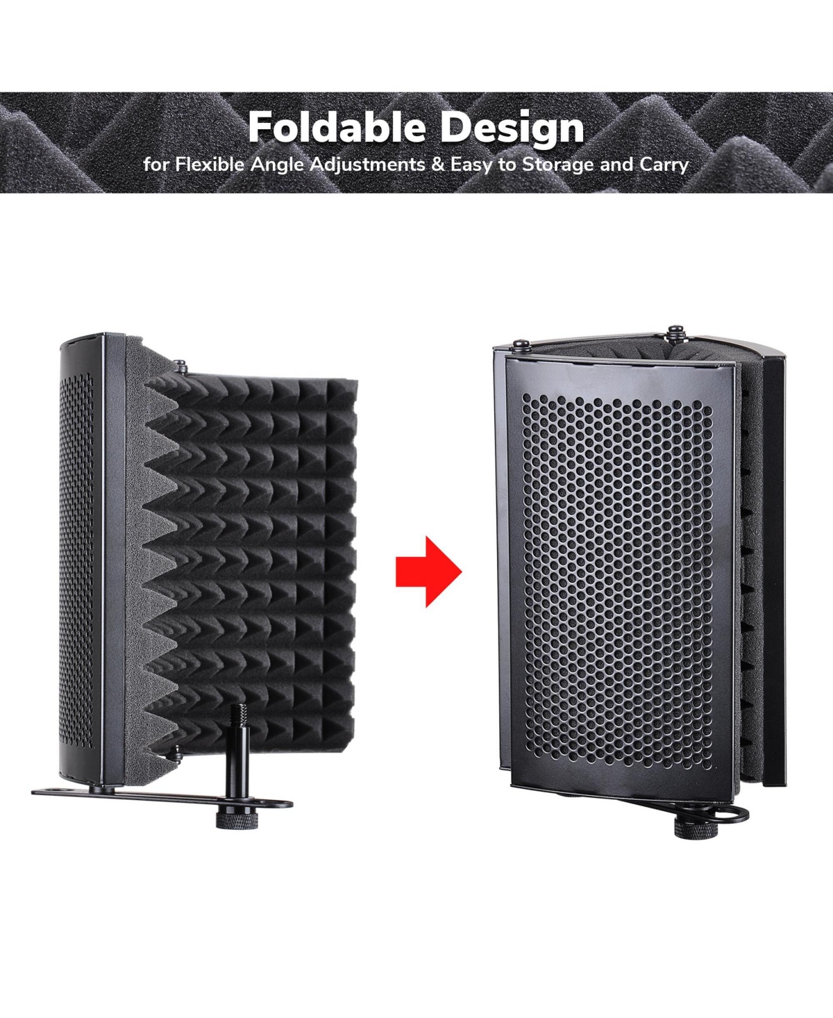 Yescom Studio Microphone Isolation Shield Acoustic Foam Panel Soundproof Filter Recording Panel