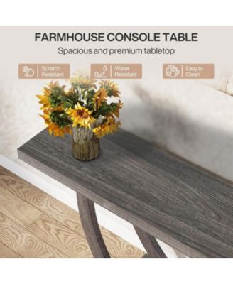 Console Table for Entryway: 63 Inches Farmhouse Wood Entry Foyer Table for Entrance, Narrow Long Sofa Table Behind Couch with Metal Legs