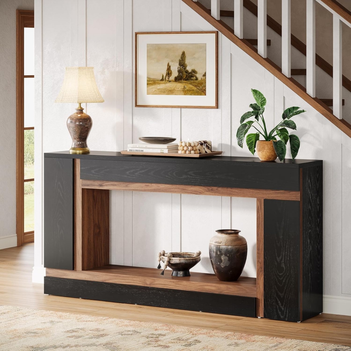 Tribesigns 55-Inch Long Console Table, Farmhouse Wooden Sofa Table Entryway Tabe, Behind Couch Table Accent Table for Living Room, Hallway, Natural Wo