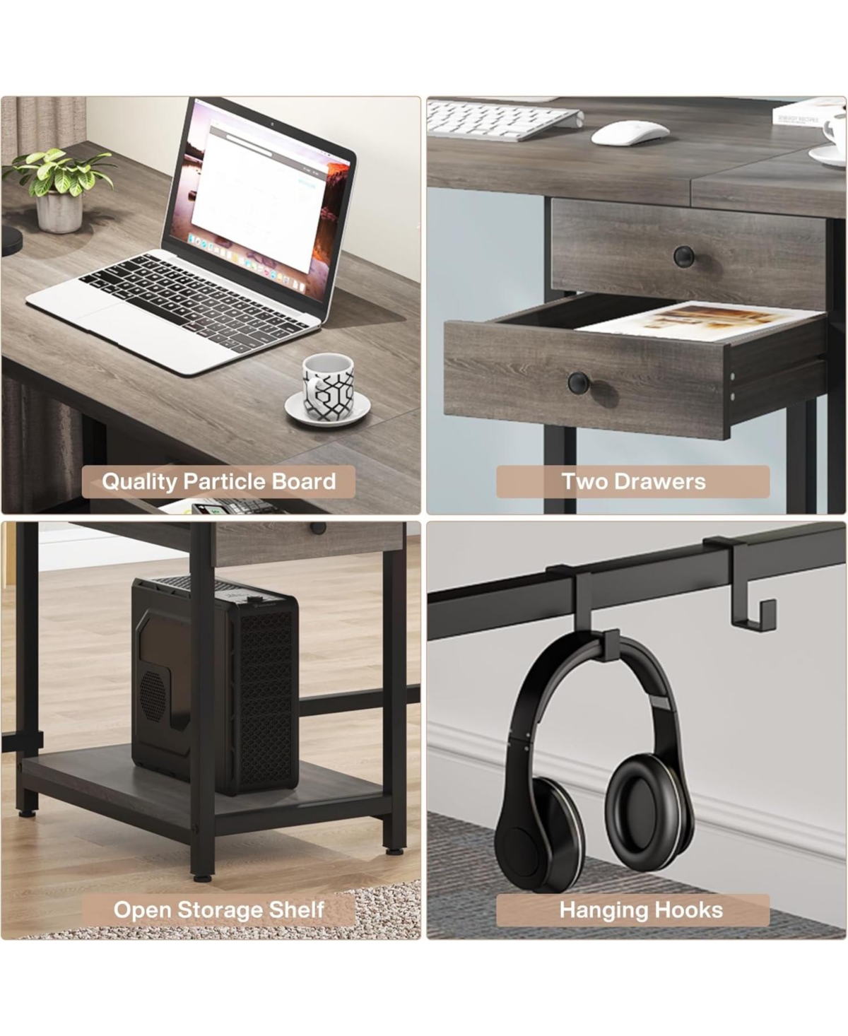 Tribesigns 79 Inch Extra Long Desk, Double Desk with 2 Drawers, Two Person Computer Storage Shelves, Writing Table Study for