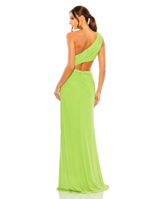 Women's Cut Out One Shoulder Ruched Back Gown