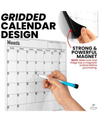 Magnetic Whiteboard Calendar Kit – Includes Notepad, 4 Markers & Eraser for Fridge