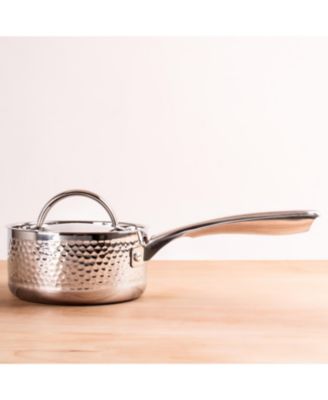Vintage Tri-Ply 18/10 Stainless Steel 5.5" Saucepan 1qt. with Lid, Hammered