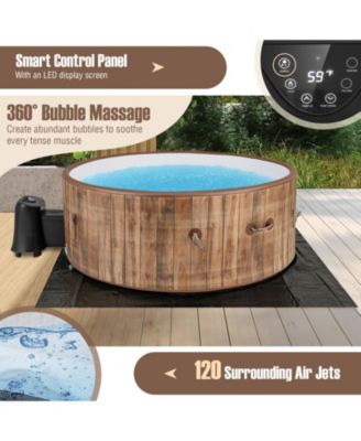 72 Inches Inflatable Hot Tub SPA with 120 Air Jets Electric Heater Pump for 4-6 Person-Coffee