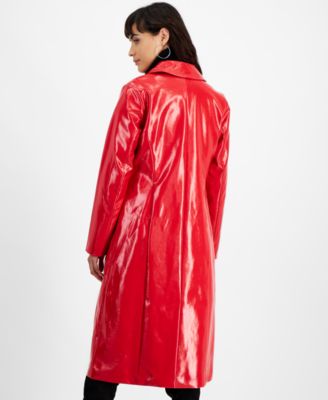 Bar III Women's Patent Snap-Front Trench Coat, Created for Macy's