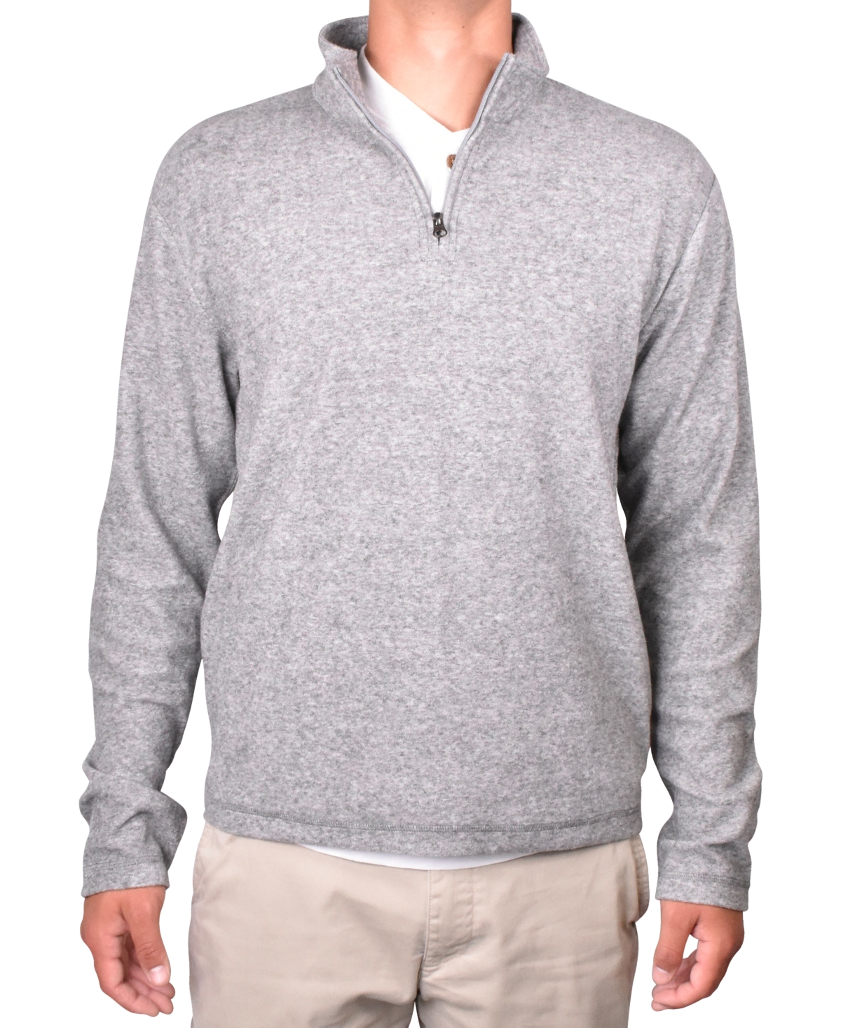 Men's Soft-Brushed Knit Quarter-Zip Sweater - Navy Heath