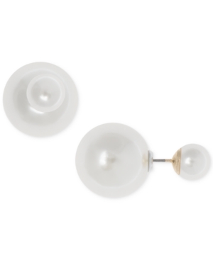 image of Anne Klein Gold-Tone Imitation Pearl Front Back Earrings