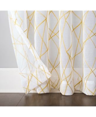 No. 918 Abstract Geometric Embroidery Semi-Sheer Rod Pocket Curtain Panel