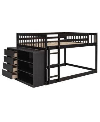  Full-over-Full Bunk Bed with 4 Storage Drawers and 3 Shelves