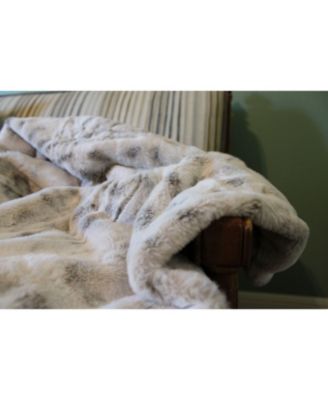 Premium Faux Fur Ombre Throw Blanket - Super Soft, Lightweight Minky Blanket with Fuzzy Sherpa Side - 50" x 65” - Gray