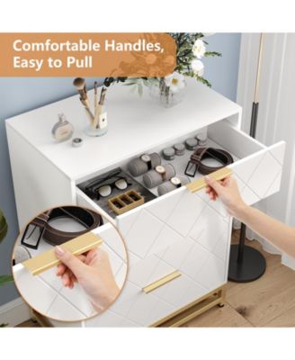 4 Drawers Dresser Chests for Bedroom, Tall Wood Rustic Chest of Drawers with Wide Metal Handle, White Dresser Drawer Organizer for Bedroom,Living Room,Hallway and Entryway_36.22&amp;#x22;D x 18.11&amp;#x22;W x 7.87&amp;#x22;H