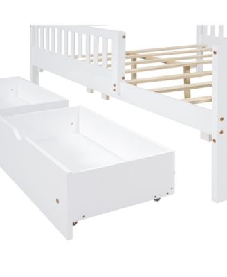 Streamdale Pink Platform Bed with Guardrails and Drawers