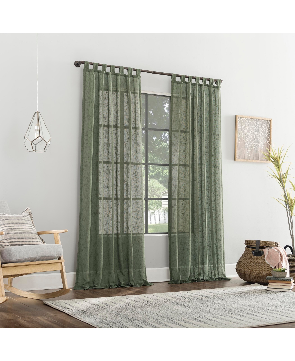 Burlap Weave Linen Blend Tab Top Curtain