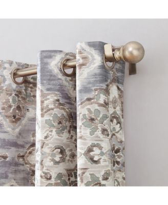 Regina Floral Watercolor Room Darkening Grommet Curtain Panel