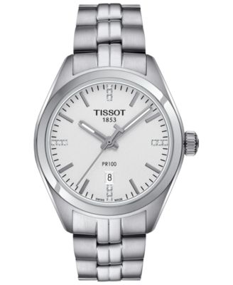 Tissot Women's Swiss PR100 Diamond Accent Stainless Steel Bracelet Watch  33mm T1012101103600 \u0026 Reviews - All Fine Jewelry - Jewelry \u0026 Watches -  Macy's