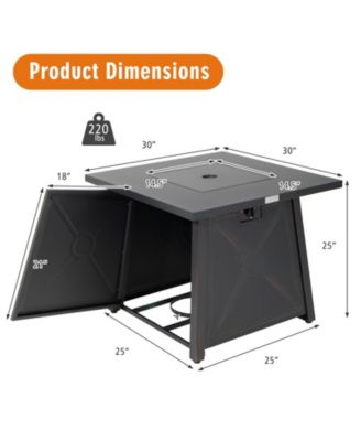 30 Inch Square Propane Gas Fire Table with Waterproof Cover