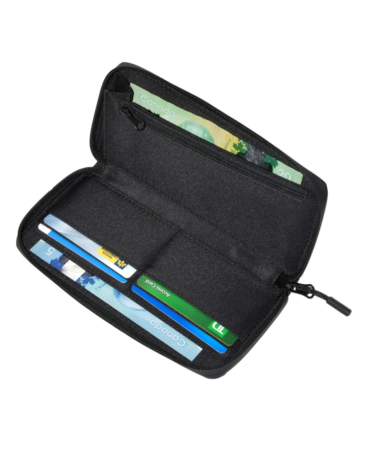 Мужской кошелёк Roots Slim Zipper Round Wallet, цвет: Чёрный комбинированный — фото 3