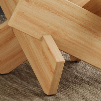 Streamdale Modern Circular Glass Coffee Table with Wood Legs