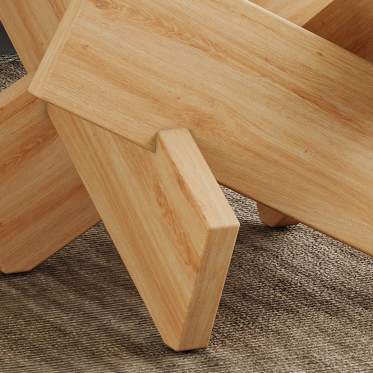 Streamdale Furniture Modern Circular Glass Coffee Table with Wood Legs