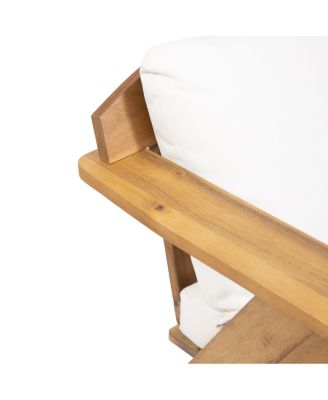 Streamdale Teak Finish Acacia Club Chairs with Cushions (Set of 2)