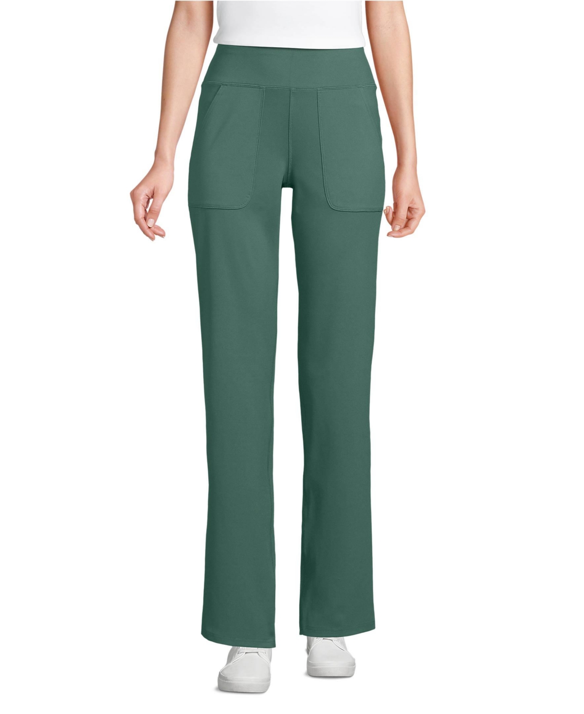 Lands' End Women's Active Hi Impact High Rise Straight Leg Pants - Washed evergreen