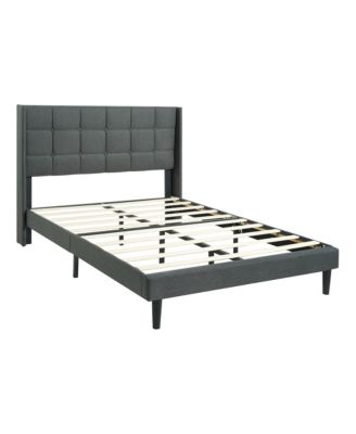 Upholstered Platform Bed Frame with Tufted Headboard