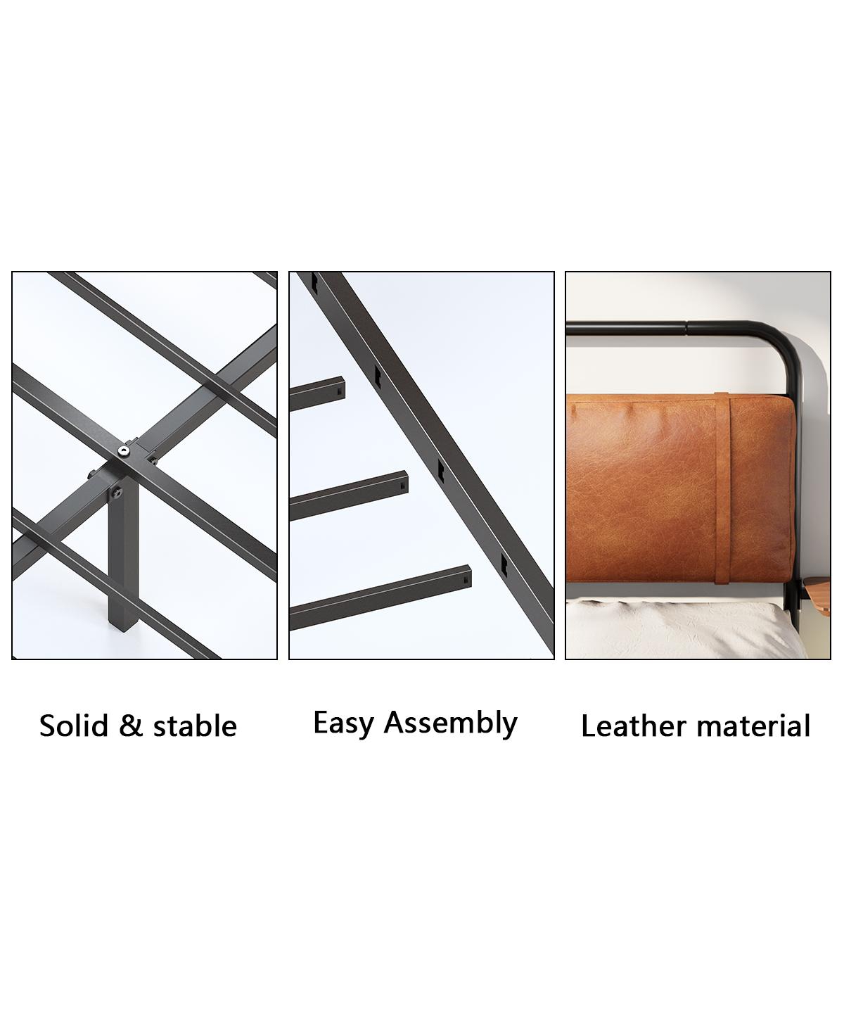 Streamdale Furniture Queen Upholstered Bed Frame with Wireless & Usb Charging, Led Light