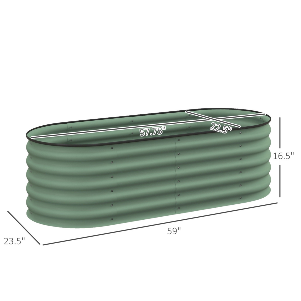 Streamdale Furniture Galvanized Raised Garden Bed Kit (4.9' x 2' x 1.4')