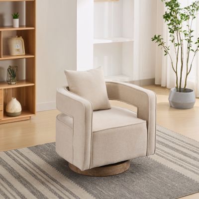 Beige Swivel Accent Chair for Modern & Comfy Seating