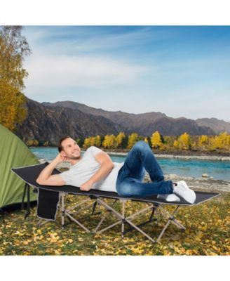 Folding Camping Cot for Adults with Storage