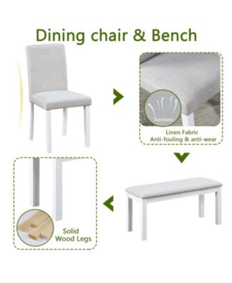 6 Pc. MDF Wood-Textured Rectangular Suede Upholstered Bench Style Dining Room Set