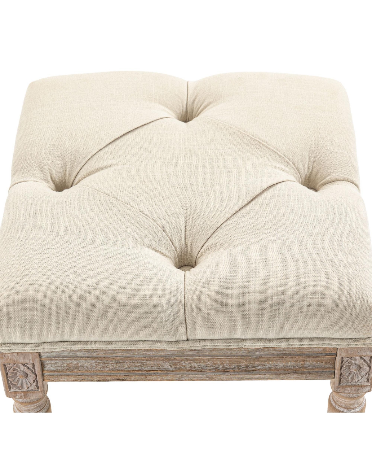 Streamdale Furniture Vintage Tufted Ottoman with Rustic Legs
