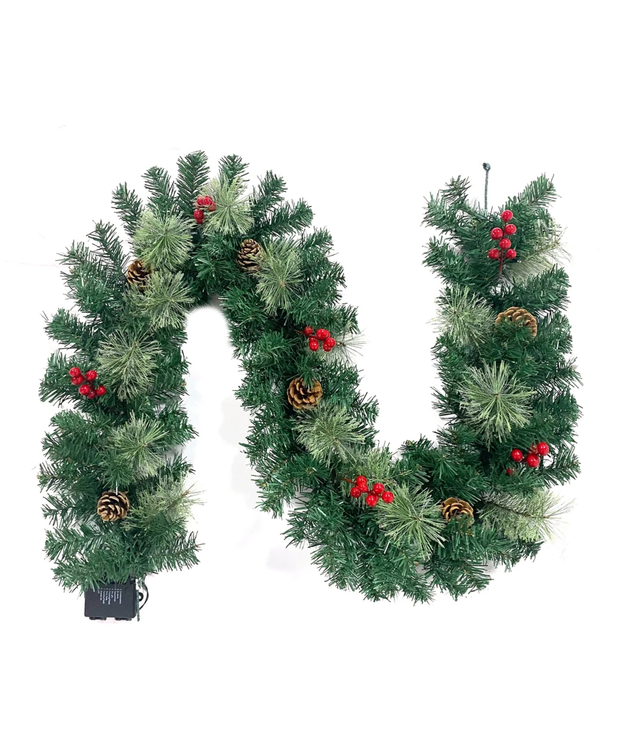 Cowin Christmas Garland with 40 Light and Pine Cones Berry Clusters