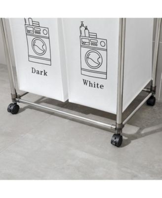 2-Tier Laundry Basket with 4 Removable Bags, Easy Move