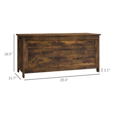 39.4" Storage Chest w/ 2 Safety Hinges, Wooden Box, Rustic Brown