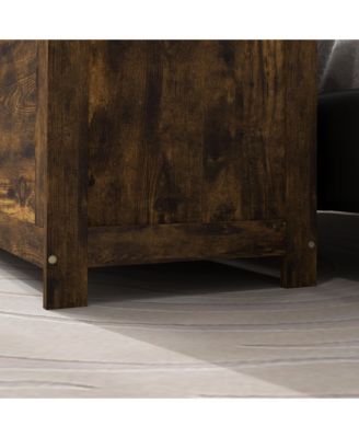 39.4" Storage Chest w/ 2 Safety Hinges, Wooden Box, Rustic Brown